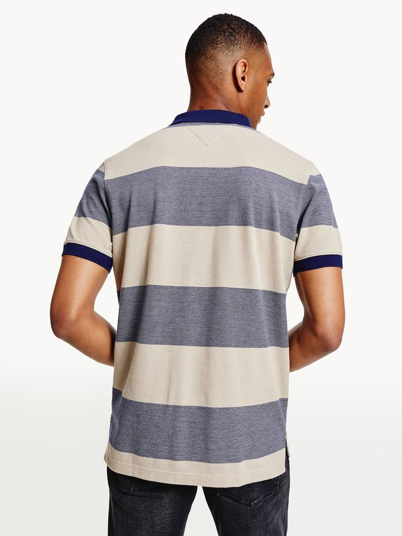 Férfi Tommy Hilfiger Regular fit tonal colorblock pique Polos Szürke Színes | HU 1089HAP